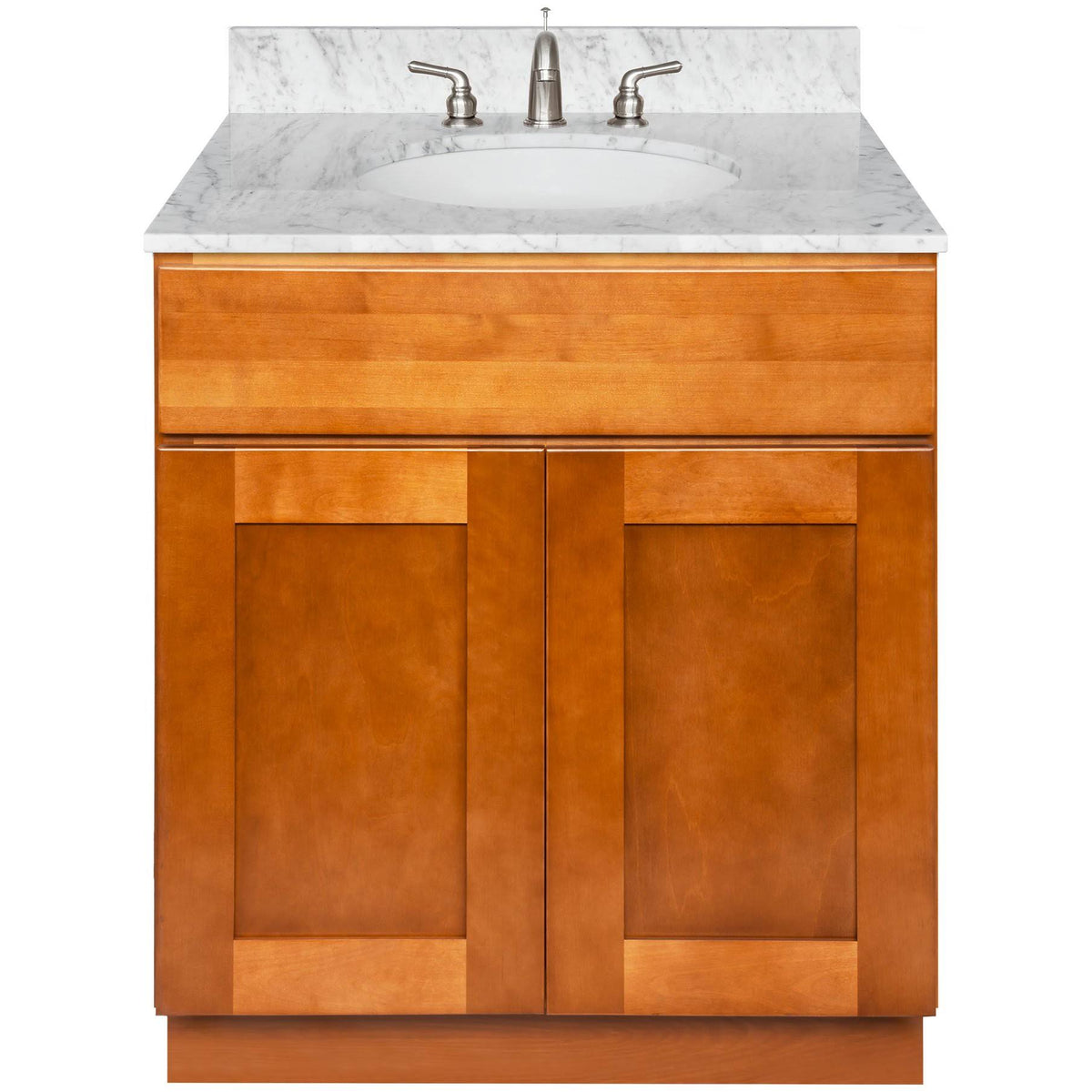 Brown Bathroom Vanity 30 inch White Marble Top Z620966