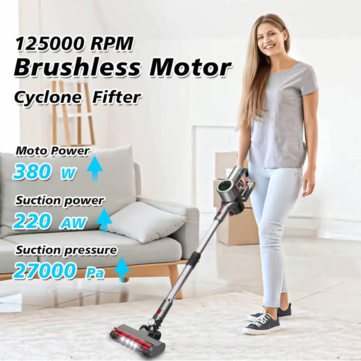 Cordless Stick Vacuum Cleaner with LED Display Q461687