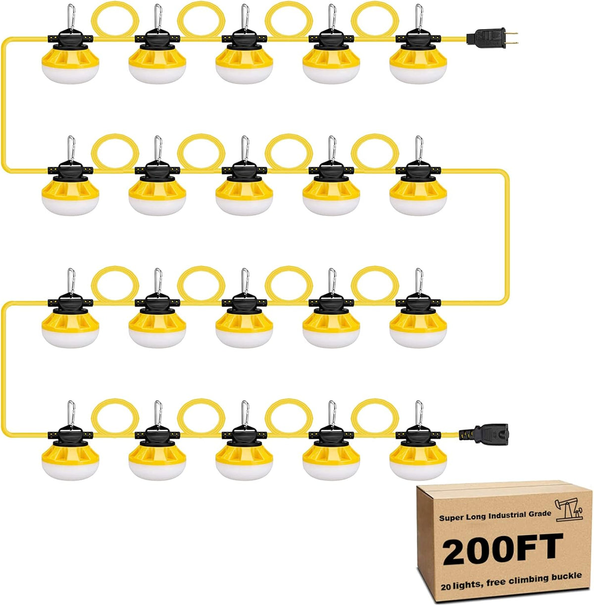 50FT Construction String Lights LED Industrial Grade Outdoor Lighting W7604