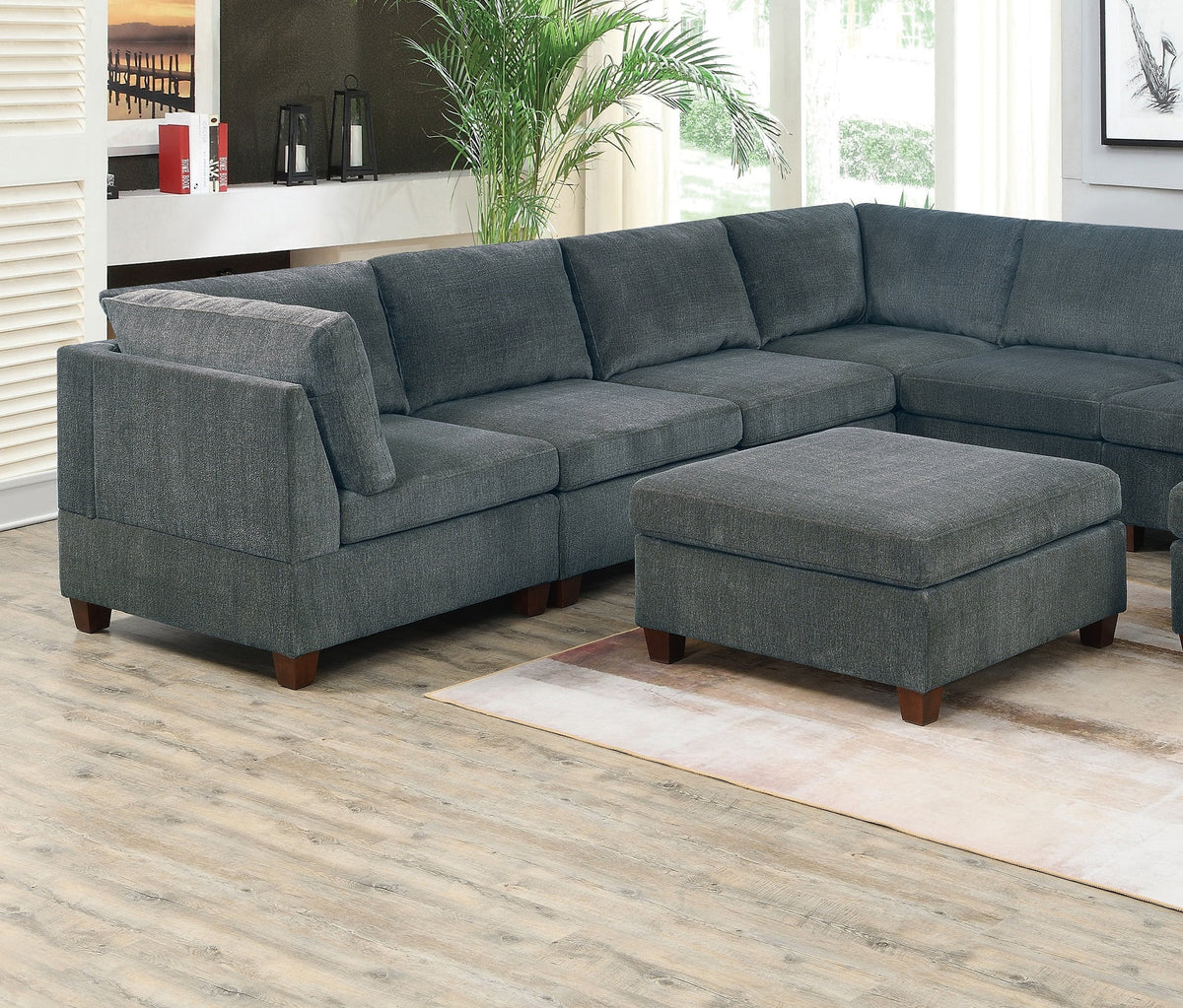 Grey Chenille Modular Sectional 9pc Set O24100