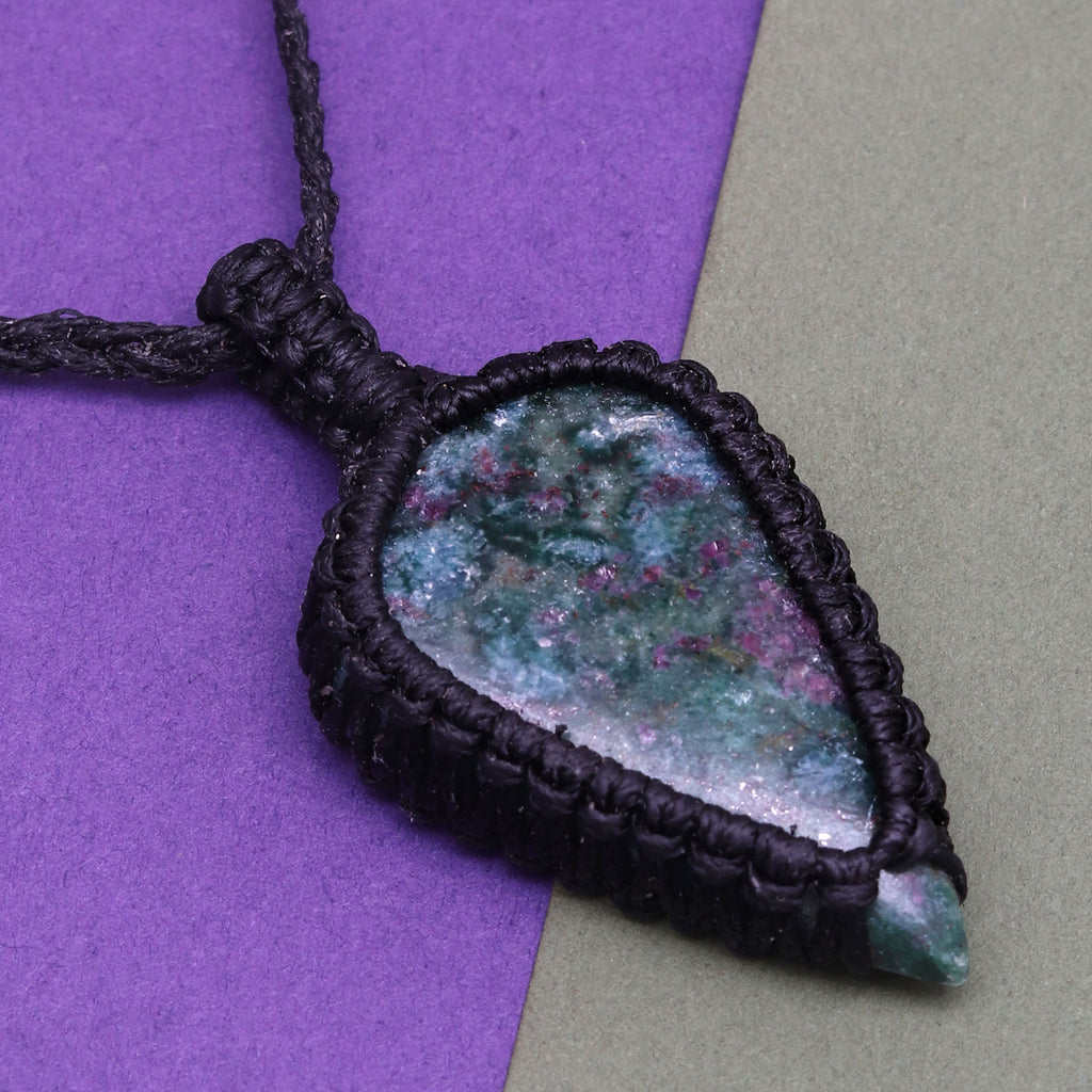 Ruby Zoisite Macrame Gemstone Necklace U8665