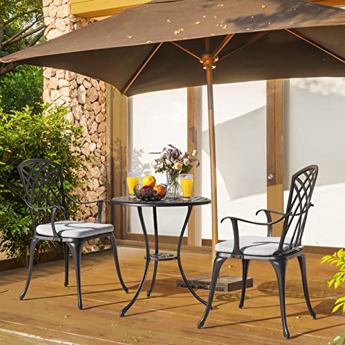 3 Piece Cast Aluminum Bistro Set with Umbrella Hole A6257