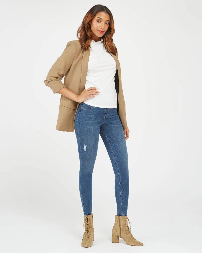 Distressed Denim Legging Mid Wash C814