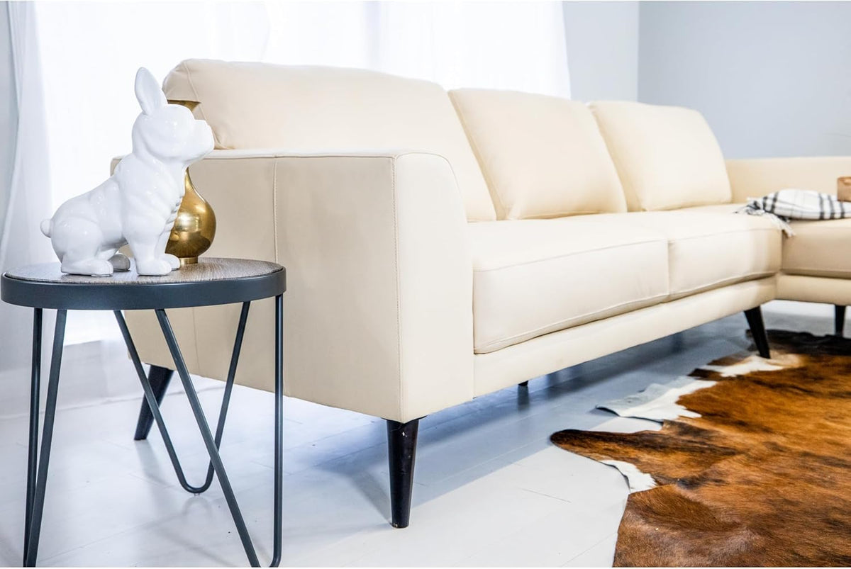 Cream Top Grain Leather Right Facing Sectional U5167