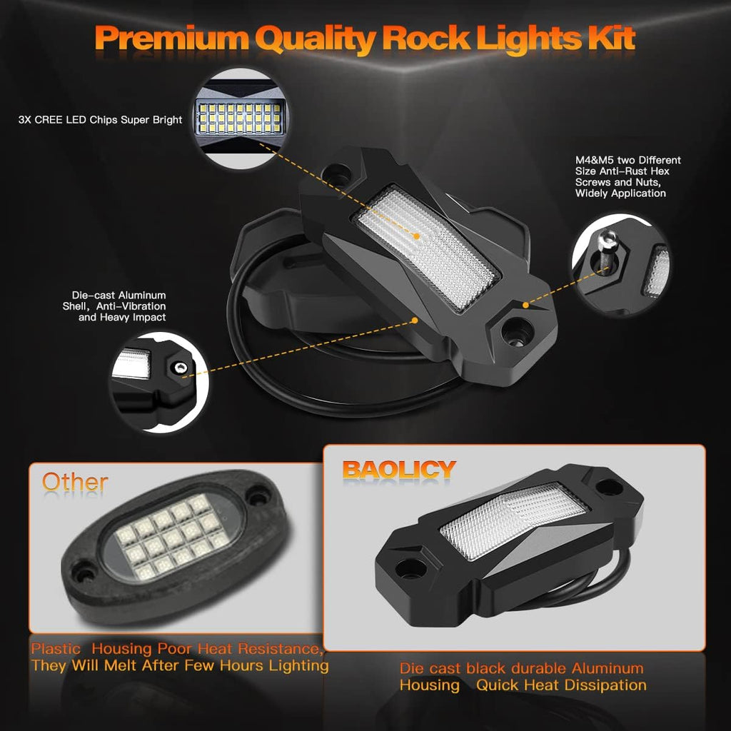 White 8Pods LED Rock Lights IP68 Waterproof T571