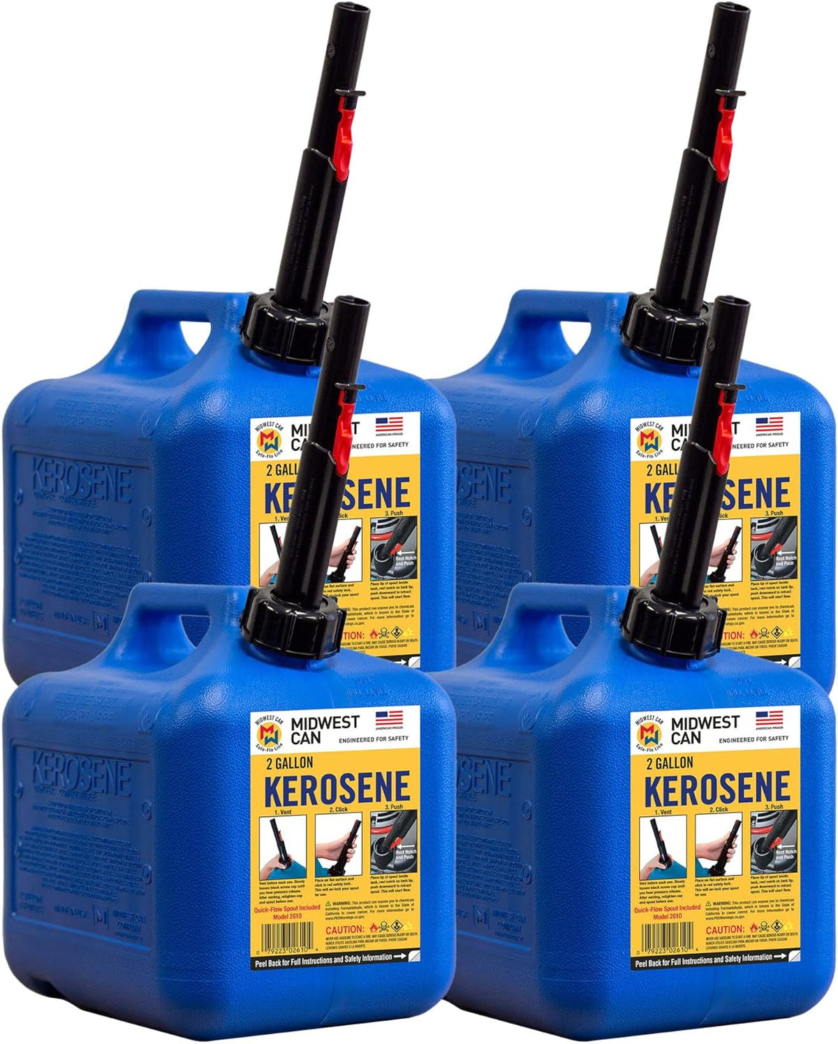 2-Gallon Blue Kerosene Gas Can Fuel Container (4 Pack) I95445