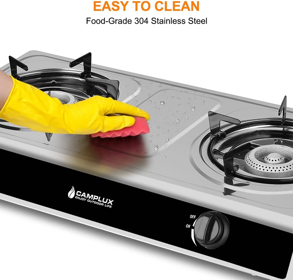 2 Burners Stainless Steel Gas Camping Stove W113