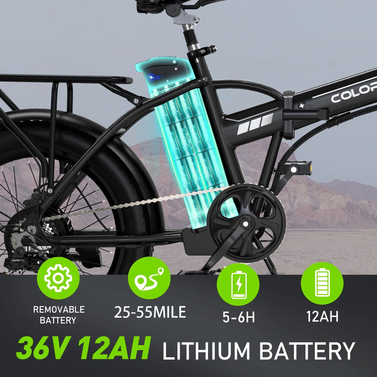 20"x3.0 Fat Tire Electric Bicycle with 500W/36V/12Ah Battery, Shimano 7-Speed B7076