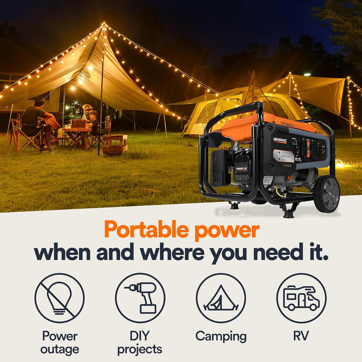 3,600-Watt Portable Generator Orange/Black G22074
