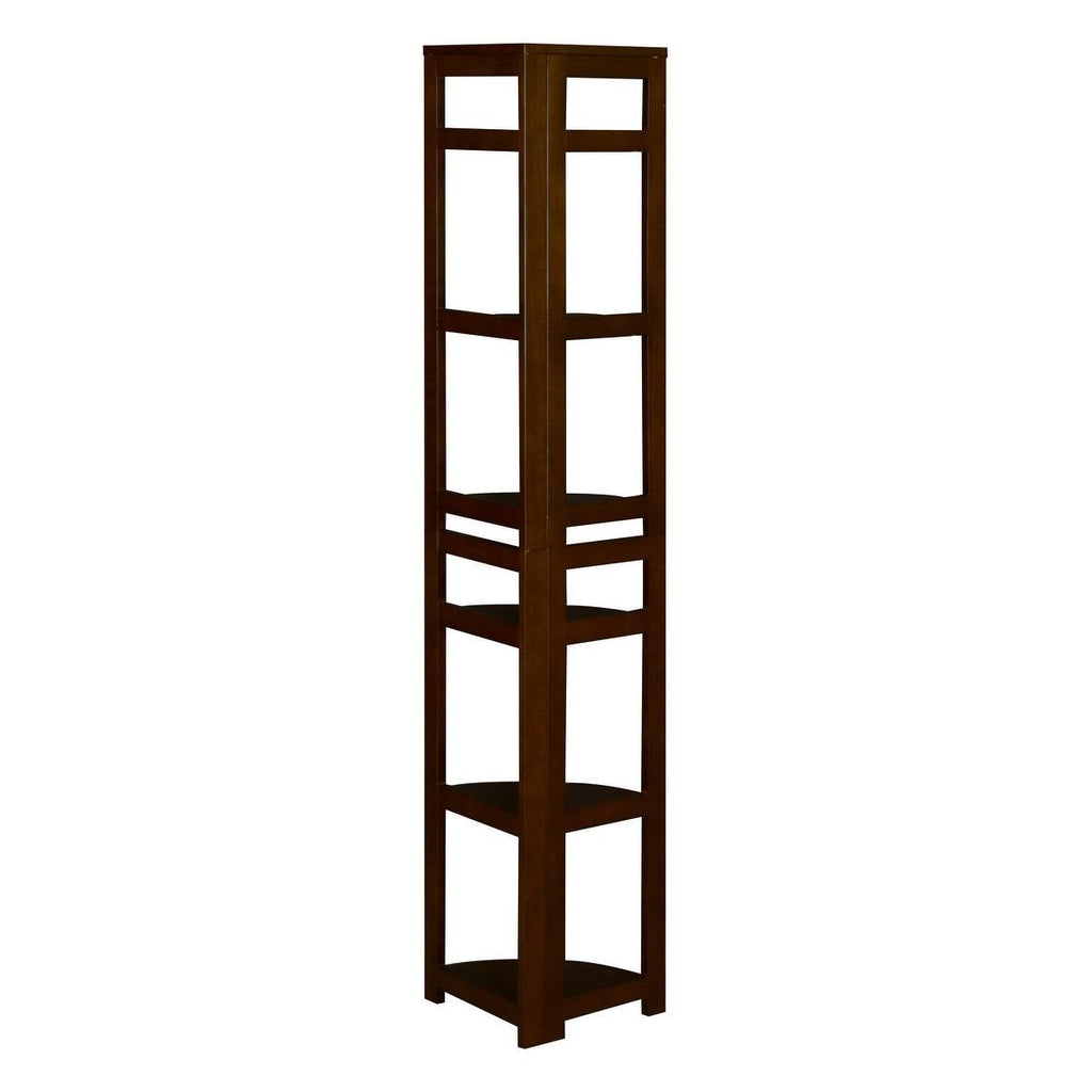 Mocha Walnut High Corner Folding Bookcase R7817