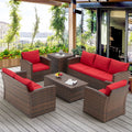 6 Pieces Patio Rattan Wicker Sectional Sofa M1071