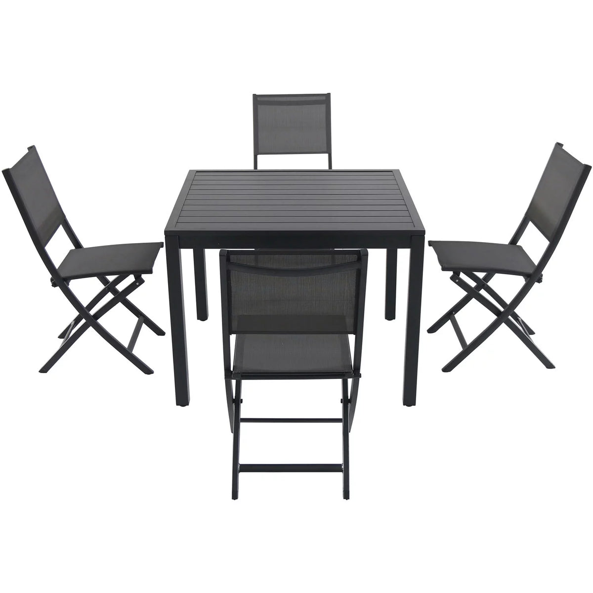 5-Piece Outdoor Dining Set with 4 Folding Chairs and Square Dining Table P34955