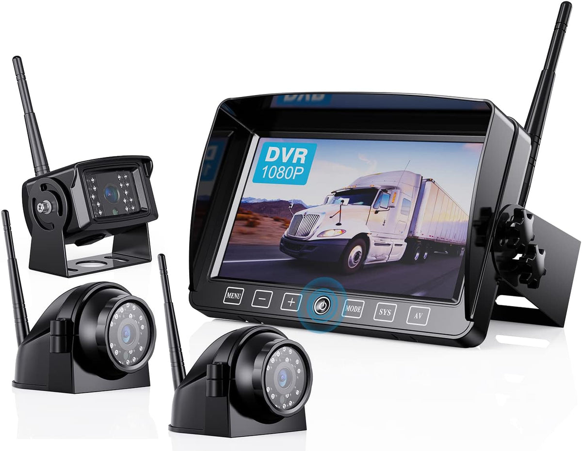 1080P Wireless Backup Camera System with 10 Inch DVR 4 Split Monitor V46994