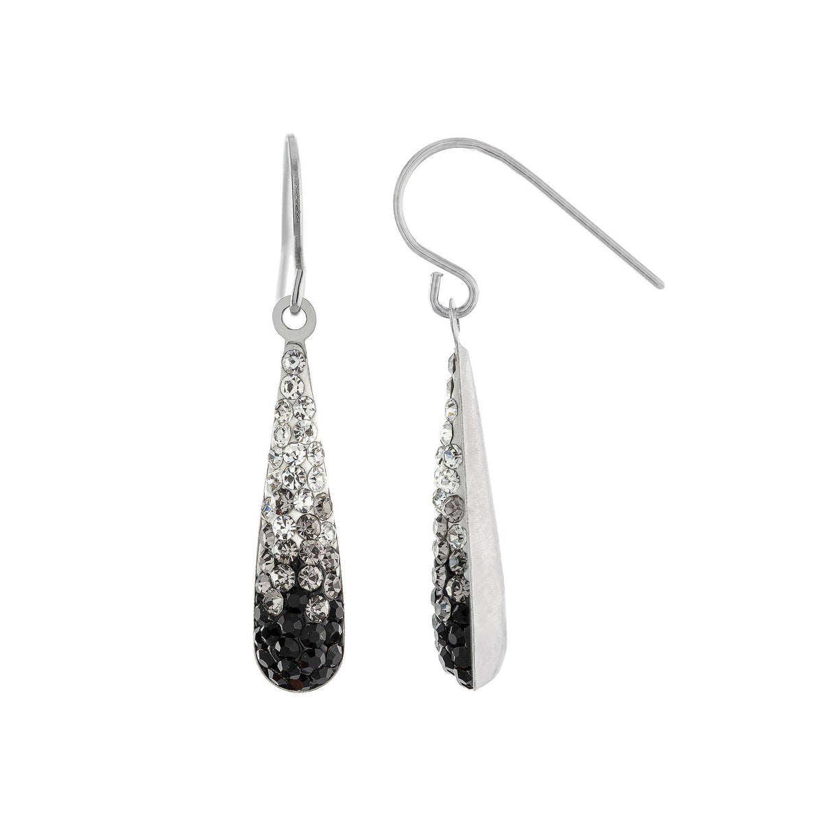 Sterling Silver Multi Black Crystal Teardrop Earrings E171510