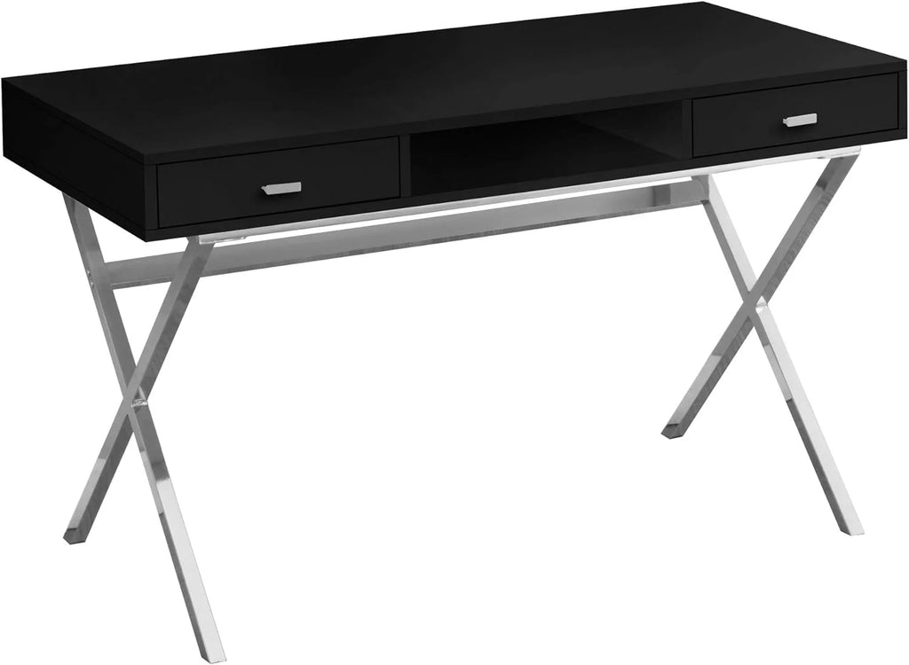 Laptop Table with Drawers and Open Shelf, Black N925