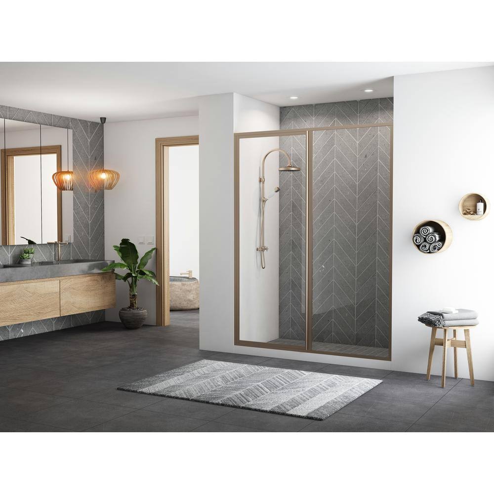 38x22 x 69x22 Framed Hinge Swing Shower Door Brushed Nickel V39949