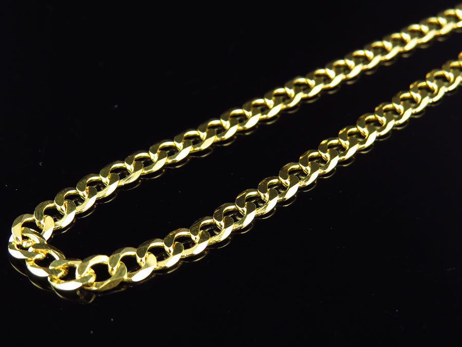 Yellow Gold Finish Sterling Silver Miami Cuban Link Chain Necklace T4751