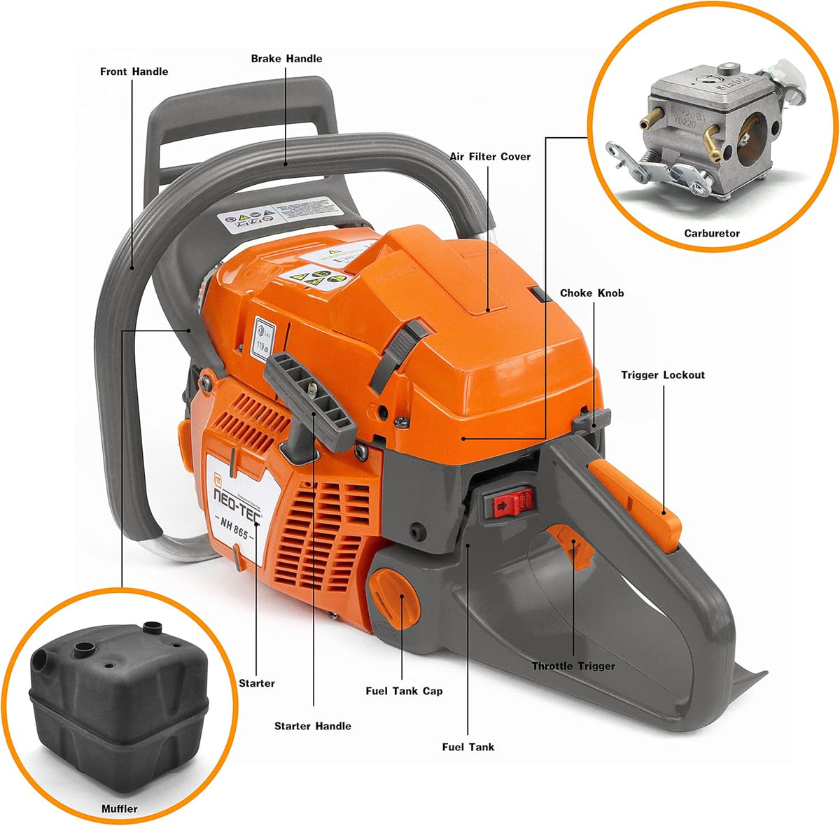 24 Inch Gas Chainsaw with Solid Guide Bar U390