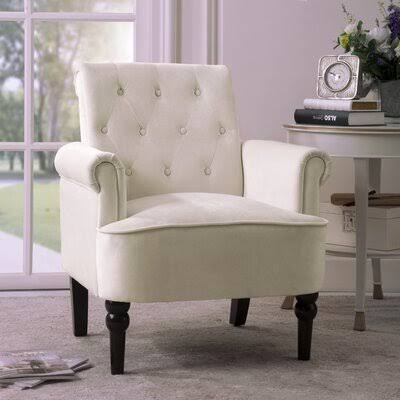 Cream Velvet Tufted Armchair I128