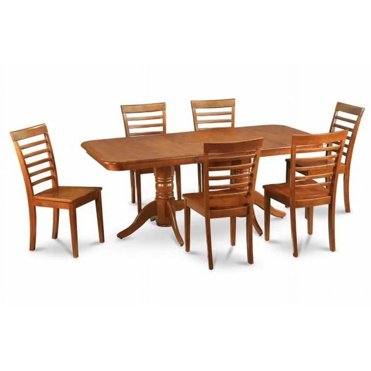 9 Pc Wooden Dining Table with 8 Chairs Saddle Brown O500475