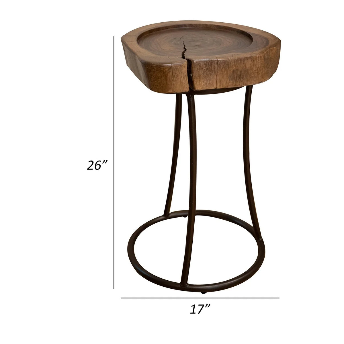26 Inch Live Edge Wood Side End Table C8073