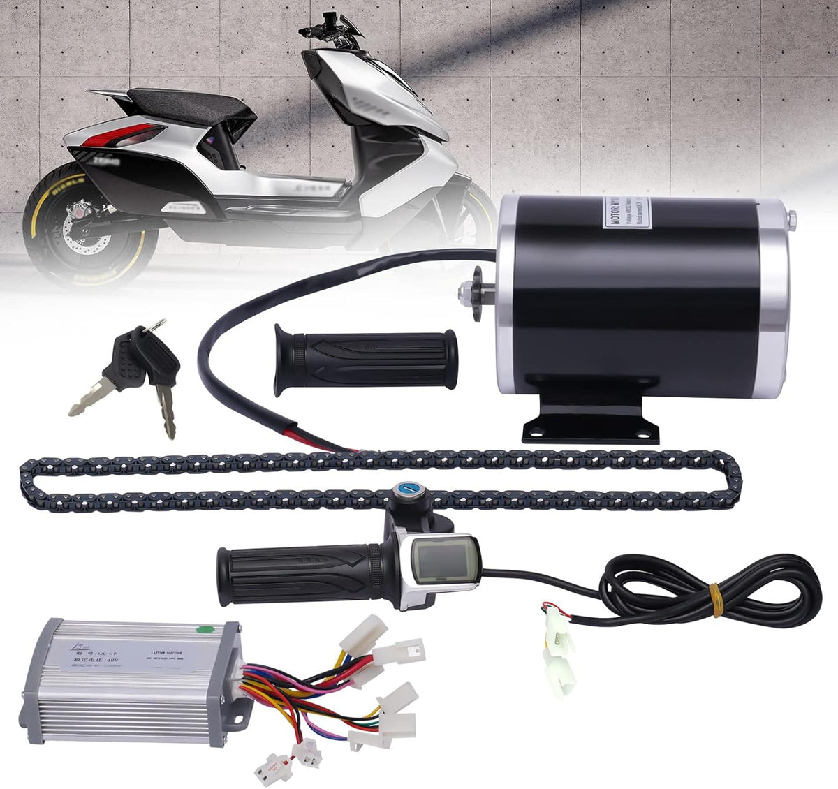 48V 1000W Brush Electric Bicycle Conversion Kit with Controller 3 Speed Gears M531522