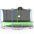 14FT Blue Trampoline with Basketball Hoop and Enclosure Net S687