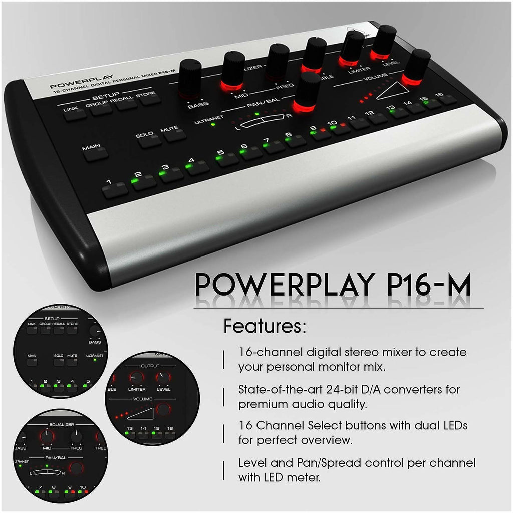 16-Channel Personal Digital Mixer with Closed-Back Headphones A57154