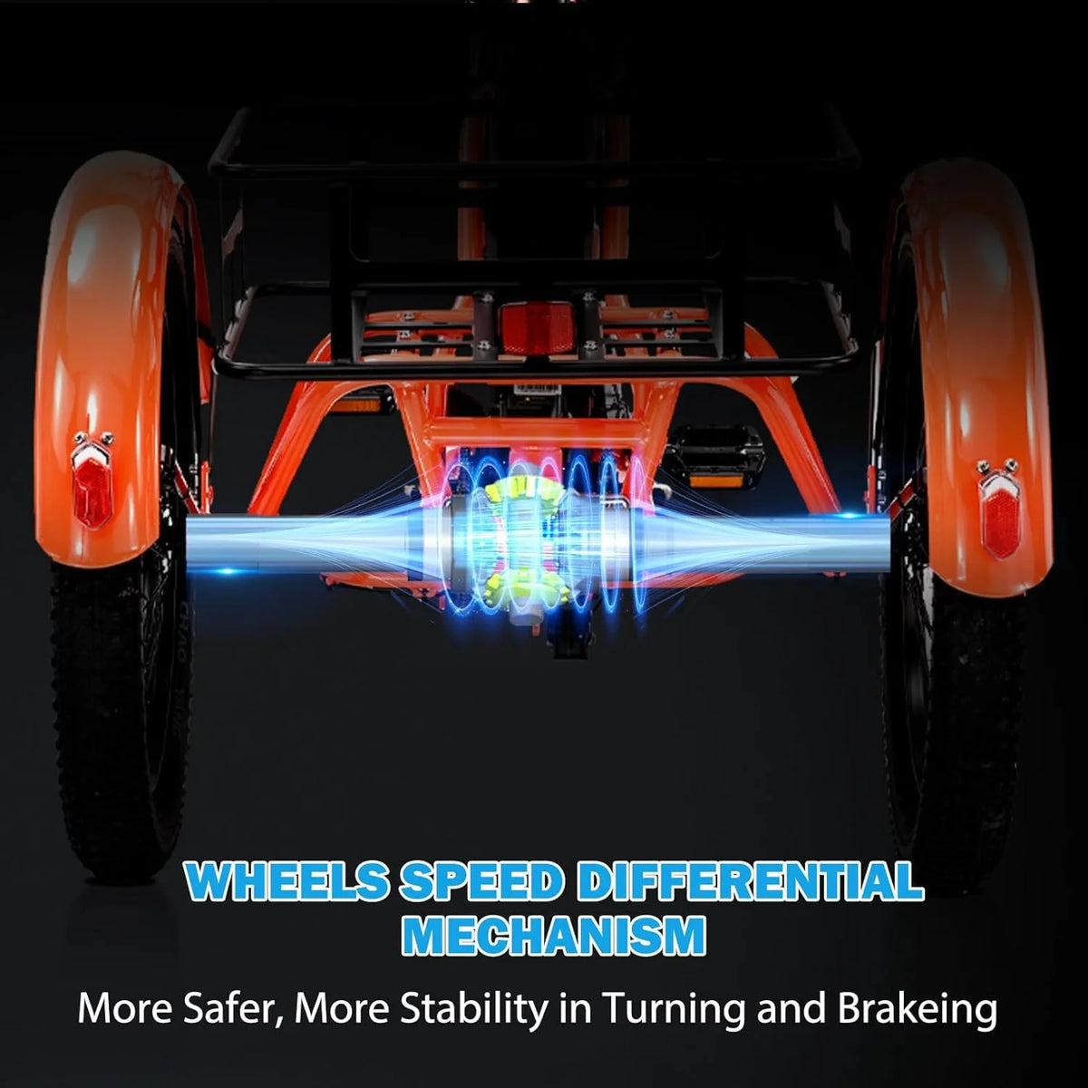 350W 7 Speed 3 Wheel Electric Tricycle with Rear Basket A741