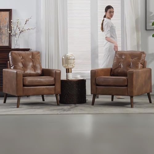 PU Accent Arm Chair with Tufted Back R35935