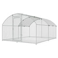 Large Metal Chicken Coop Walk-in Poultry Cage Chicken Run Pen Dog Kennel with Waterproof and Anti-Ultraviolet Cover (9.8' L x 19.7' W x 6.4' H) S2914