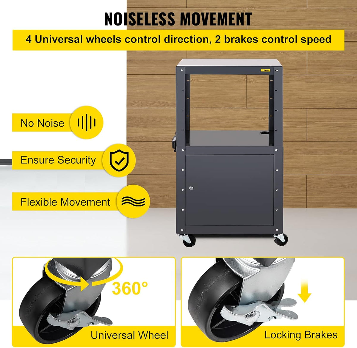 AV Cart with Power Strip and Locking Cabinet X9029