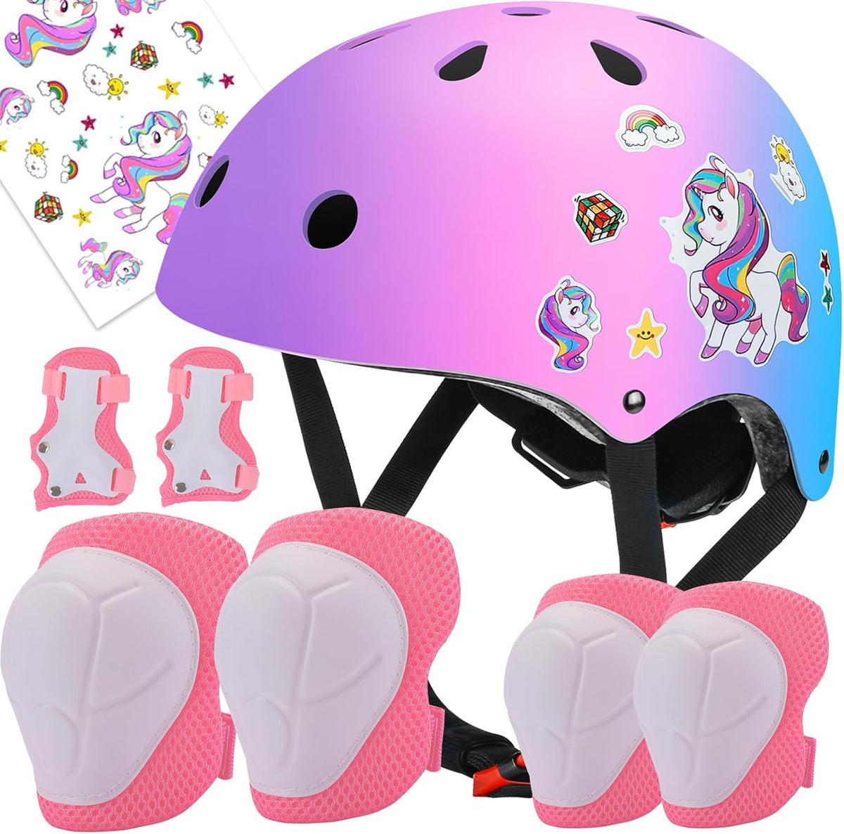 Adjustable Helmet Knee Pads Elbow Pads Wrist Guards Protective Gear Set U1760