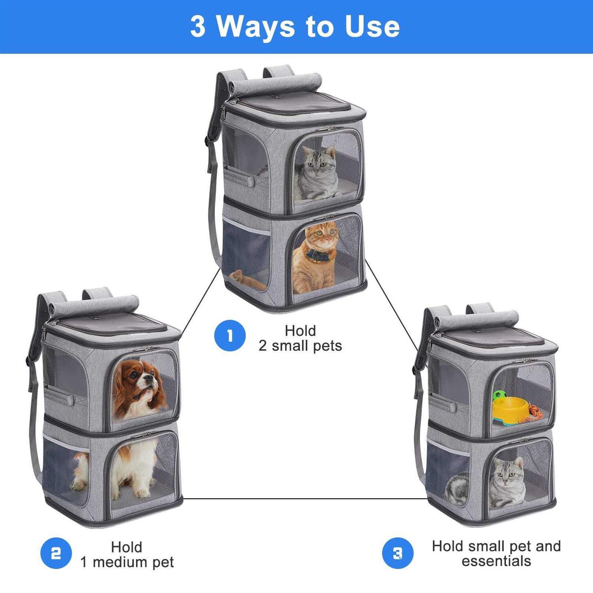 2-in-1 Double Pet Carrier Backpack P216