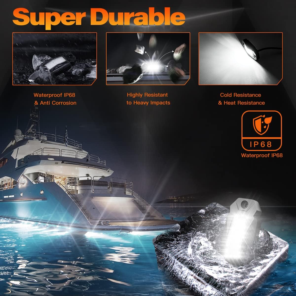 White 8Pods LED Rock Lights IP68 Waterproof T571
