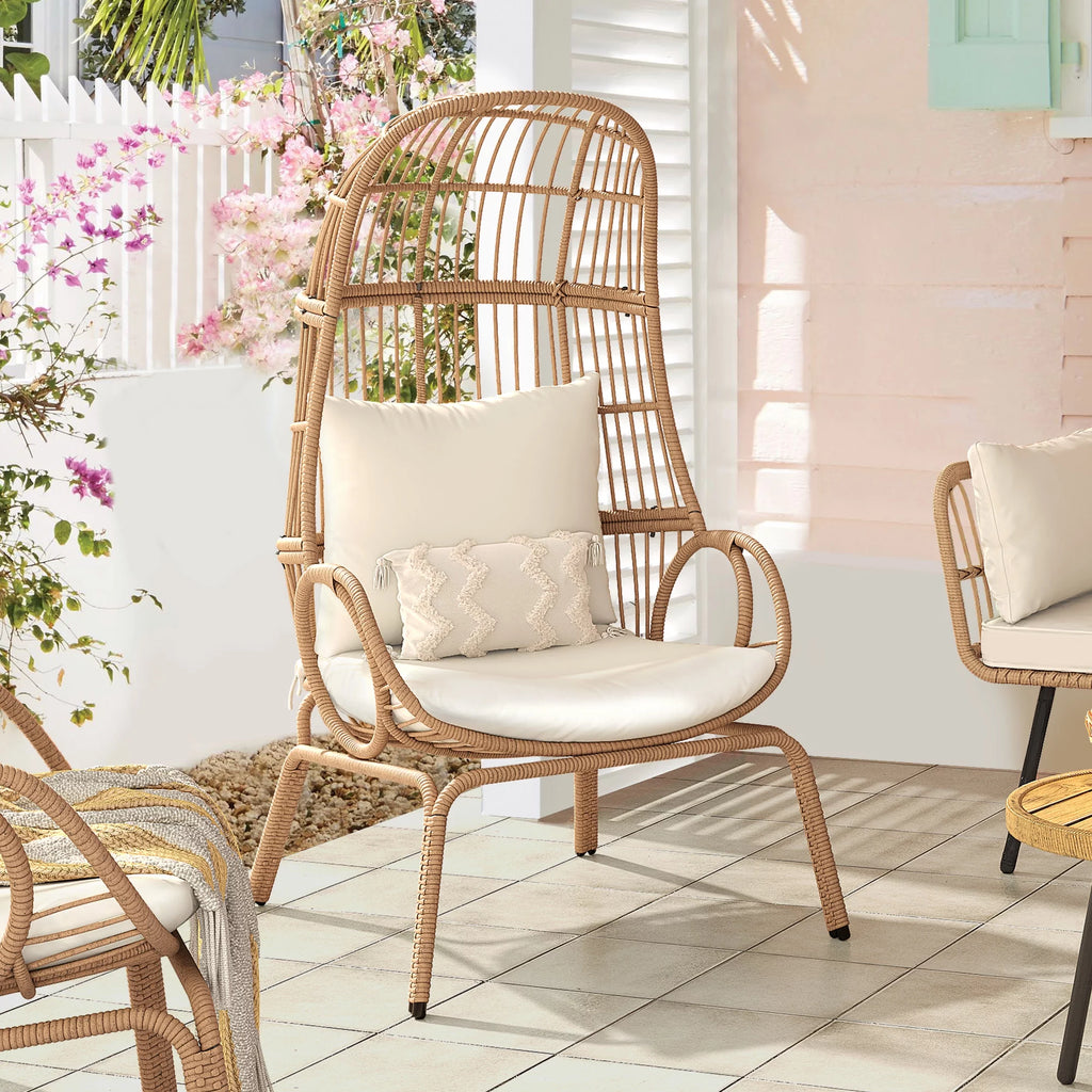 Oversized Wicker Egg Chair with Steel Frame W688