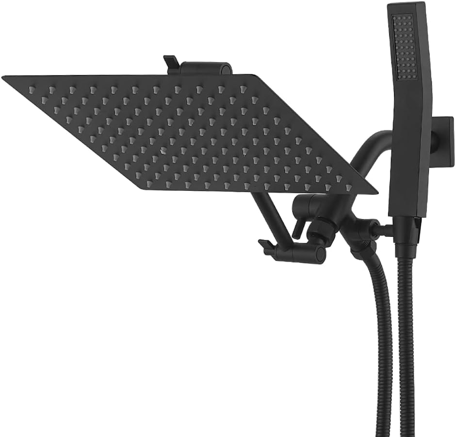 10 Inch All Metal Rain Shower Head With Handheld, High Pressure Dual Shower Head Combo With Adjustable Extension Arm, 70" Flexible Hose, 3-Way Diverter (Chrome) W39862