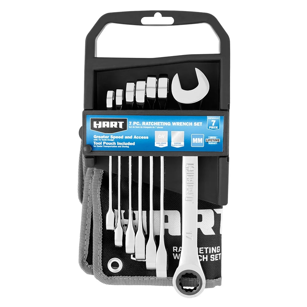 7-Piece Ratcheting Wrench Set with Tool Pouch H1583