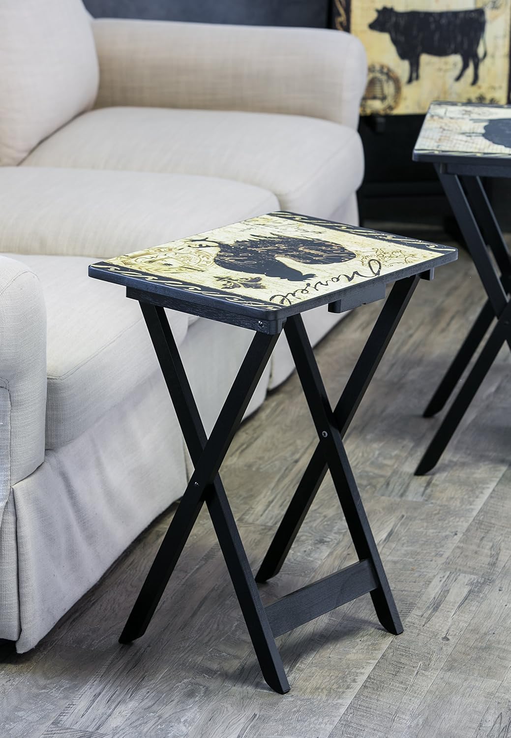 Farmhouse TV Trays with Stand, Set of 4 T56385