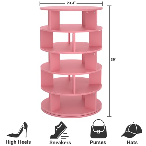 5-Tier Wood Rotating Shoe Rack, Pink G8202