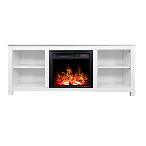 White 4 Cubby Electric Fireplace TV Stand I60465