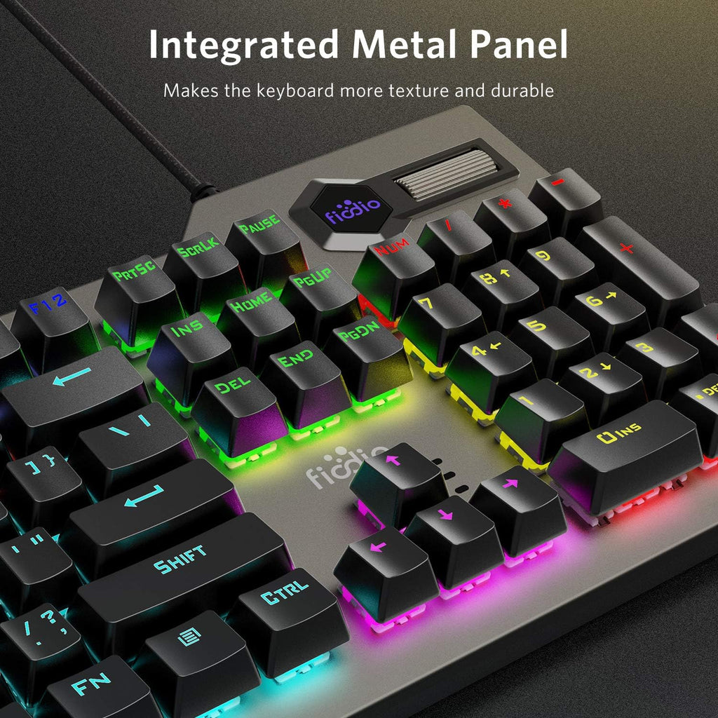 Mechanical Gaming Keyboard Wired RGB Rainbow Backlit with Blue Switches Ergonomic Standard Keyboard Pack of 2 I297936