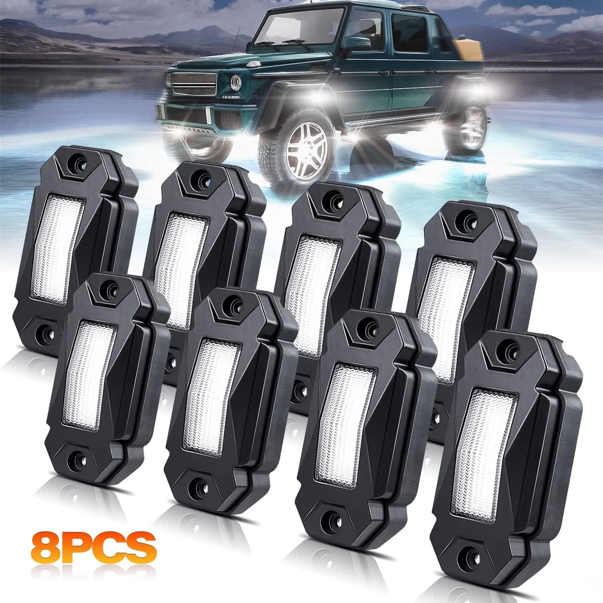 White 8Pods LED Rock Lights IP68 Waterproof T571