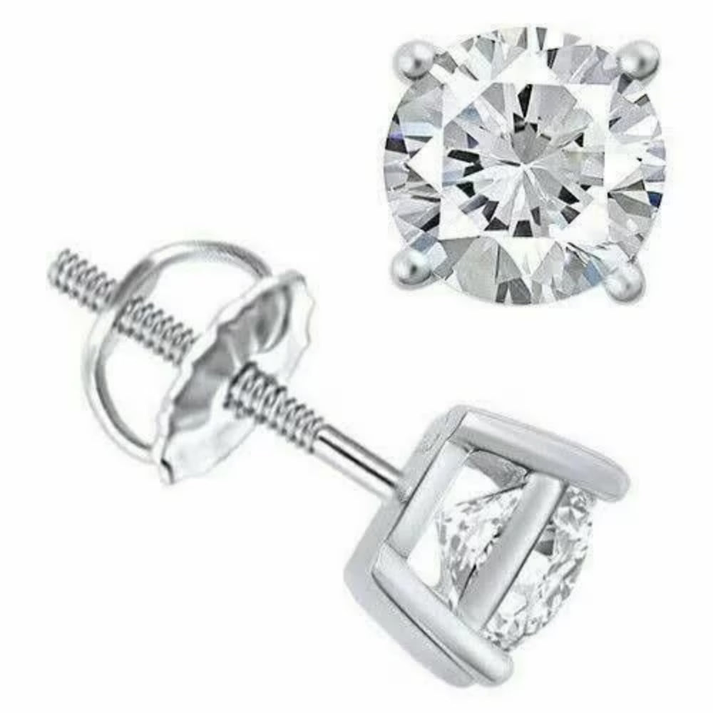 14K White Gold Moissanite Studs Earrings P343