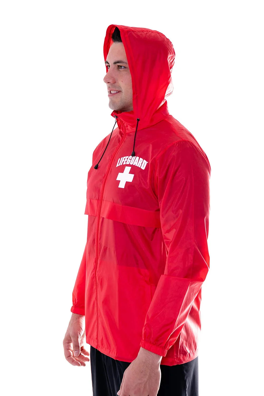 Red Water Resistant Windbreaker Jacket with Hood (L) I7660