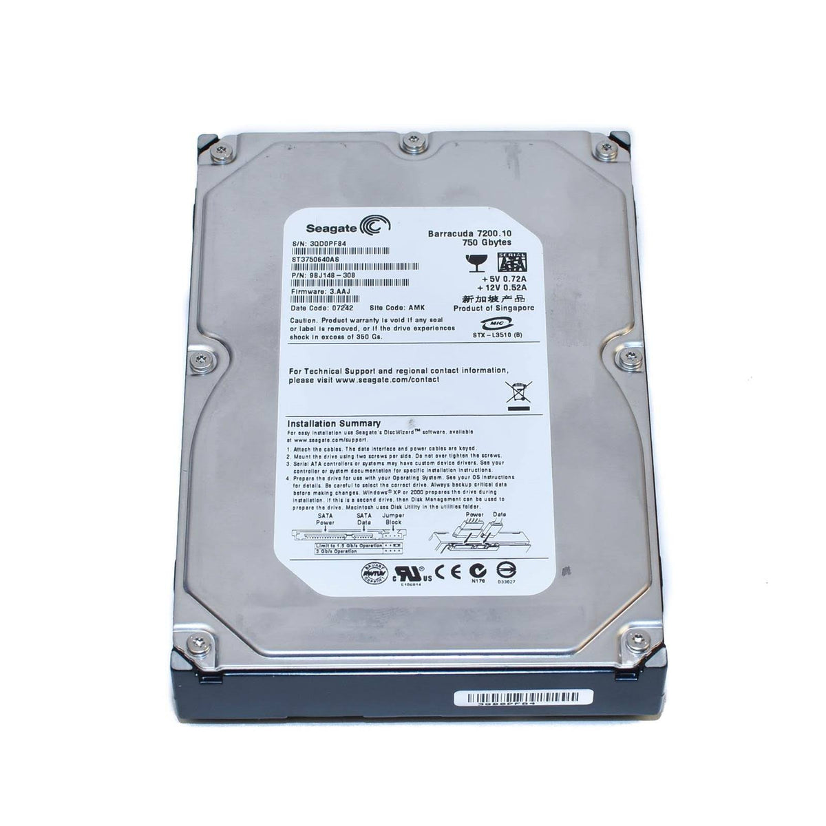 750GB 7200RPM 3.5 Inch SATA HDD B910