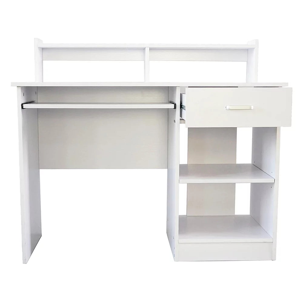 White Computer Desk with Drawer and Keyboard Tray M4304