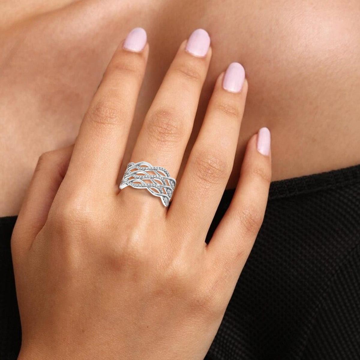 1/4 CTTW Lab Grown Diamond Wedding Band .925 Sterling Silver Size 7 W52219