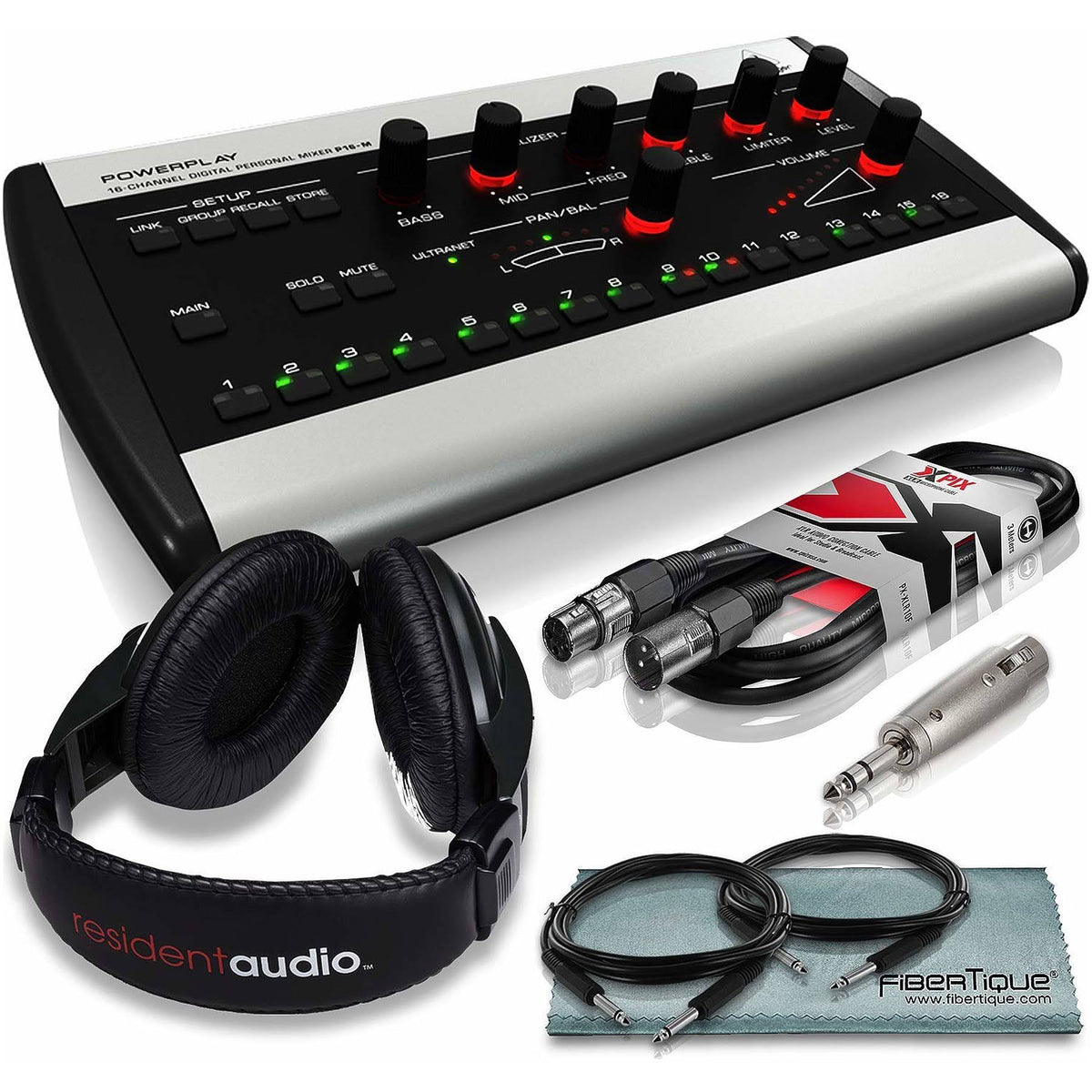 16-Channel Personal Digital Mixer with Closed-Back Headphones A57154