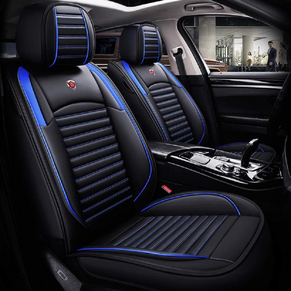 Black-red PU Leather Car Seat Covers 5 Seats Full Set N7508